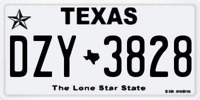 TX license plate DZY3828