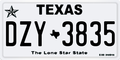 TX license plate DZY3835