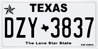 TX license plate DZY3837
