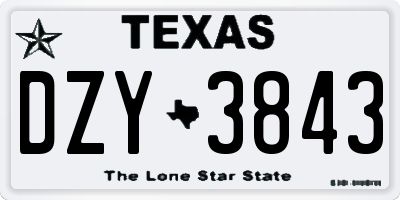 TX license plate DZY3843