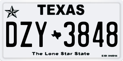 TX license plate DZY3848