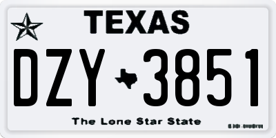 TX license plate DZY3851