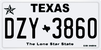 TX license plate DZY3860