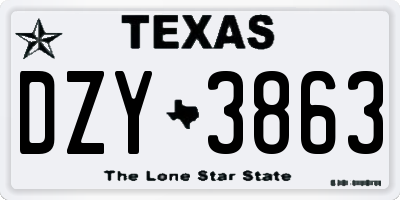TX license plate DZY3863