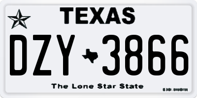 TX license plate DZY3866