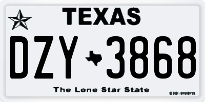 TX license plate DZY3868