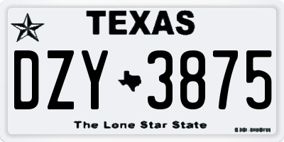 TX license plate DZY3875