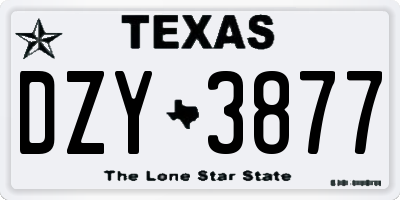 TX license plate DZY3877