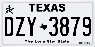 TX license plate DZY3879