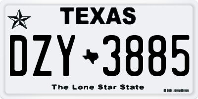 TX license plate DZY3885