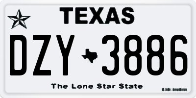 TX license plate DZY3886