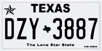 TX license plate DZY3887