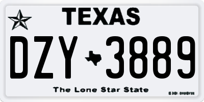 TX license plate DZY3889