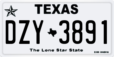 TX license plate DZY3891