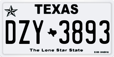 TX license plate DZY3893