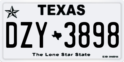 TX license plate DZY3898
