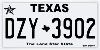 TX license plate DZY3902