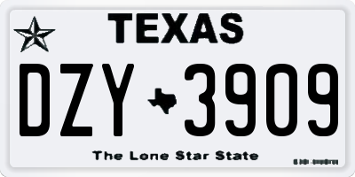 TX license plate DZY3909