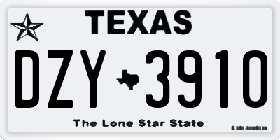 TX license plate DZY3910