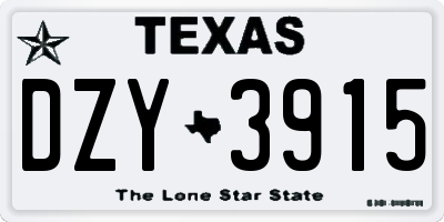 TX license plate DZY3915