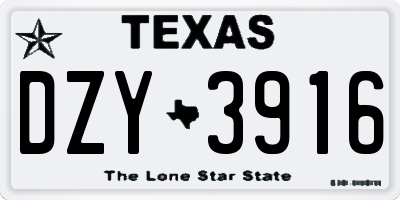 TX license plate DZY3916