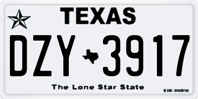 TX license plate DZY3917