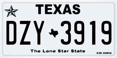 TX license plate DZY3919