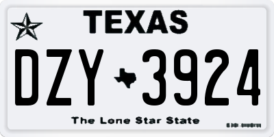 TX license plate DZY3924