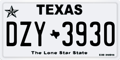 TX license plate DZY3930