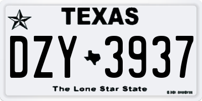 TX license plate DZY3937