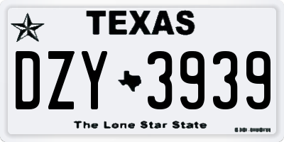 TX license plate DZY3939