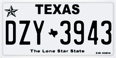 TX license plate DZY3943