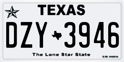 TX license plate DZY3946