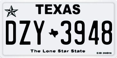 TX license plate DZY3948