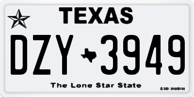 TX license plate DZY3949