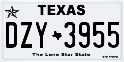 TX license plate DZY3955