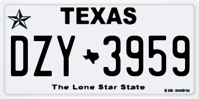 TX license plate DZY3959