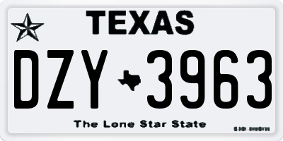 TX license plate DZY3963