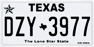 TX license plate DZY3977