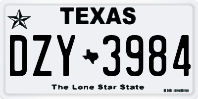 TX license plate DZY3984