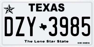 TX license plate DZY3985