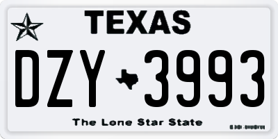 TX license plate DZY3993