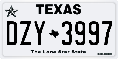 TX license plate DZY3997