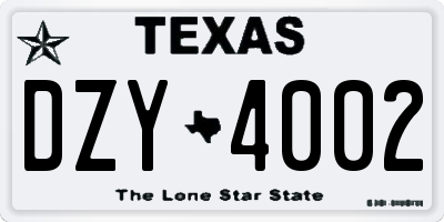 TX license plate DZY4002