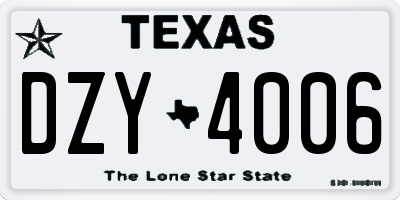 TX license plate DZY4006