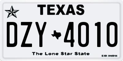 TX license plate DZY4010