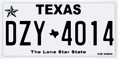 TX license plate DZY4014