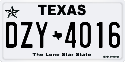 TX license plate DZY4016