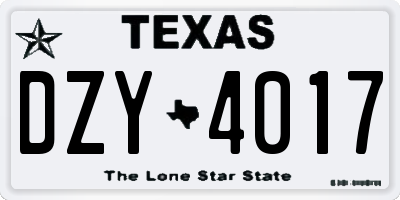 TX license plate DZY4017