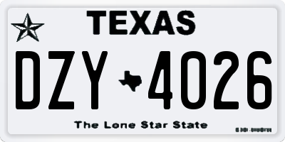 TX license plate DZY4026